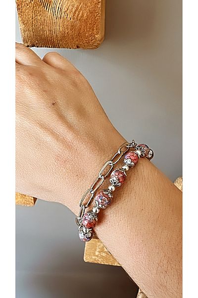 by özllem glass bead design bracelet set