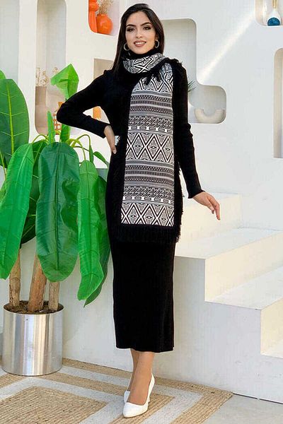 Bym Fashion 22233 Tricotaje Şal Negru