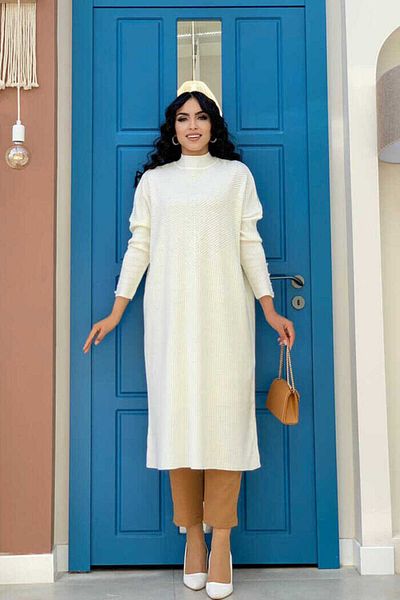 Bym Fashion 4340 Corded Knitwear Tunic Ecru