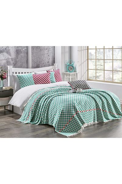 KARAKRAL Green Checkerboard Patterned Single Jacquard Pique