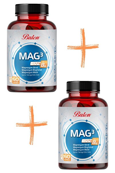 Balen Mag3 Magnezyum Sitrat,magnezyum Bisglisinat,magnezyum Malat + B6 Vitamin 60 Kapsül 2 Adet