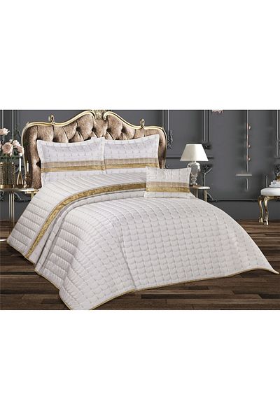 Haspen Kardelen Luxury Laced Quilted 4 Piece Dowry & Daily Bedspread