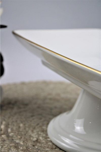 Laviss White Gold Footed Chocolate Plate 28x16.5cm H:10.5cm