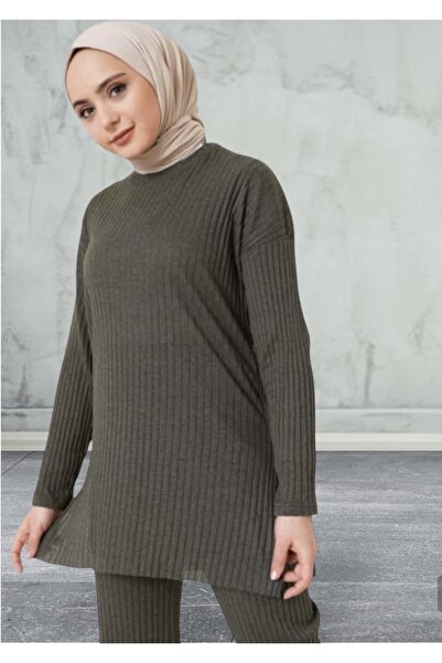 MES MESBUTIK SEASONAL WOMEN'S TROUBLE KHAKI COMFORTABLE CUT COTTON TOP WOMEN