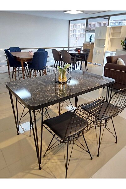 yaşam mobilya Tel Masa Sandalye Takımı Oval Kenarlı