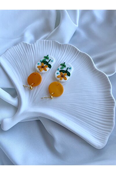 TREND Miyamila Koleksiyonu Özel Tasarım Ayçiçek Polimer Küpe