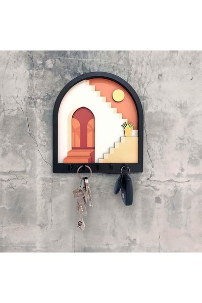CajuArt 3d Layered Orange Abstract Ladder Design - Switched Wall Hanger
