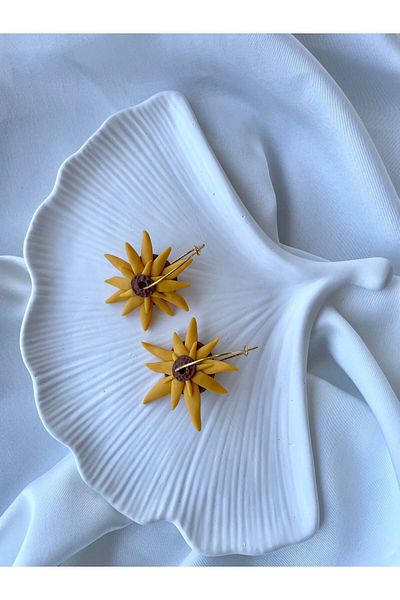 TREND Miyamila Collection Sunflower Hoop Polymer Earrings