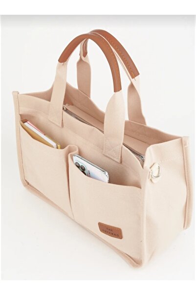 Sheker Kanvas tote bag cepli fermuarlı el ve omuz çantası