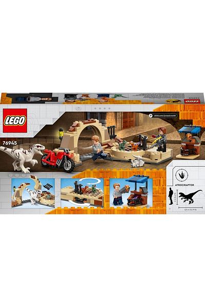 LEGO ® Jurassic World Atrociraptor Dinosaur: Motorcycle Tracker 76945 - Toy Building Set (169 Pieces)