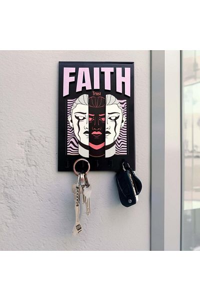 CajuArt Faith Belief Urban Street Style Wall Keychain Decor - Hanger with Key