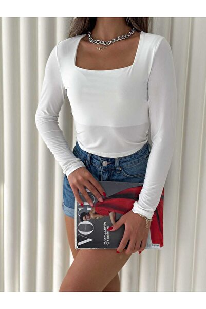 MST CLOTHİNG Γυναικείο υφασμάτινο κορμάκι Sany με τετράγωνο λαιμό και μακριά ...