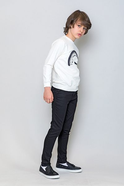 incity Boy's Black Waist Adjustable Skinny Leg Trousers