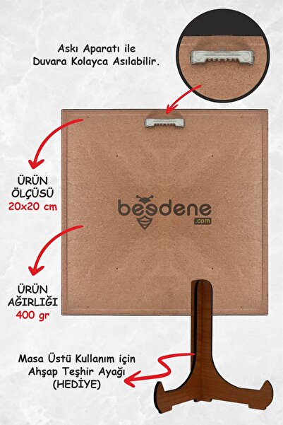 beedene Şahmaran Çerçeveli Tablo Doğal Taş Duvar Dekoru Şahmeran 20x20cm Wall Decor