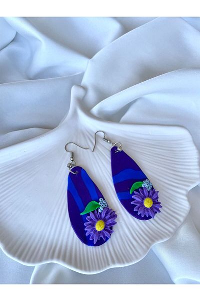 TREND Miyamila Collection Purple Zebra Pattern Polymer Dangle Earrings