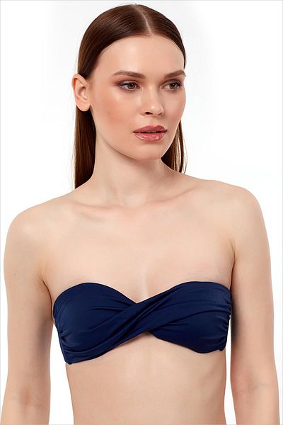 AYYILDIZ 63508 Navy Blue Twist Strapless Bikini Top