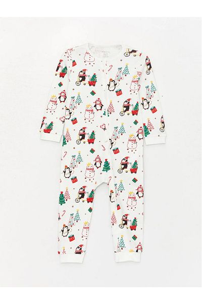 LC Waikiki LCW baby Crew Neck Long Sleeve Patterned Baby Girl Jumpsuit