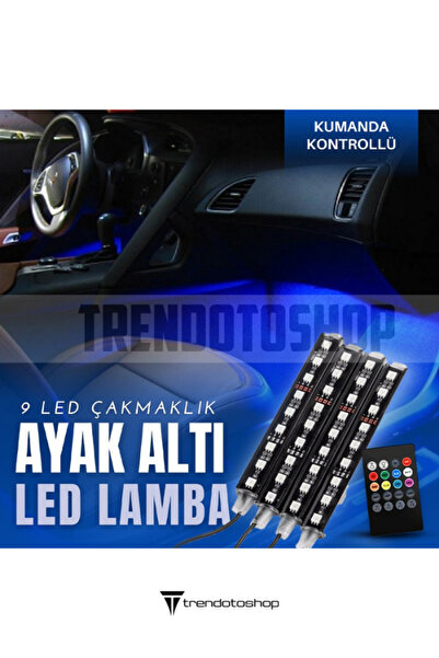 Carmaniaks Ayak Altı Led Araç Içi Sese Duyarlı Rgb Led Müziğe Duyarlı 9 Led Ç...