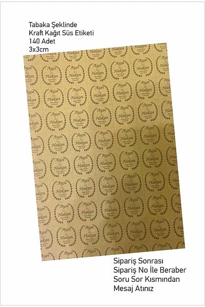 43 cici süsler organizasyon Etichetă cu nume 140 de bucăți în formă de farfurie - Henna - Logodnă - Nuntă Baby Kraft Paper 3x3 Cm