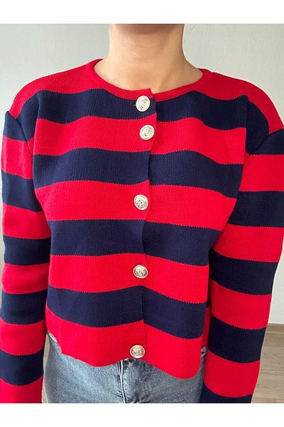 sienna STRIPED SHORT CARDIGAN
