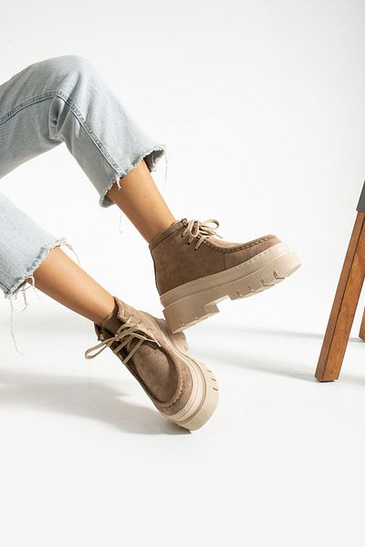 İnan Ayakkabı Γυναικείες Μπότες Mink Suede (ΣΟΛΑ 7 CM)