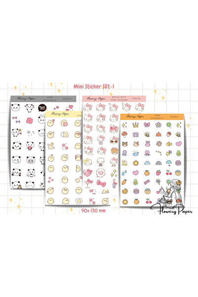 Flowery Paper Mini Sticker 4'lü Set 1-Ajanda, Günlük, Planner ve Hobonichi iç...