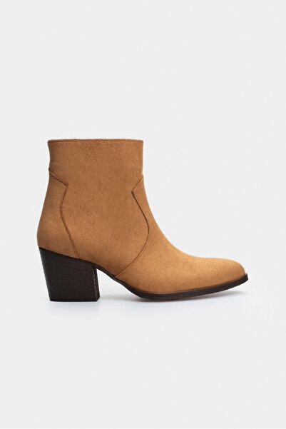 NİŞANTAŞI SHOES Avanth Brown Suede Zipper Detail Women's Heeled Boots