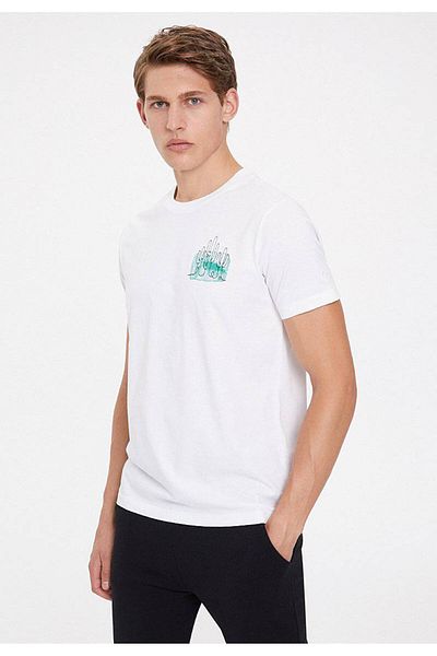 WESTMARK LONDON Ανδρικό μπλουζάκι Cactus με λευκή λαιμόκοψη από βαμβακερή κανονική εφαρμογή
