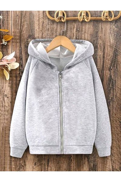 MORNİNG KİDS Children's Hooded Boys-Girls Spirit Spider Printed GRAY Zipper Cardigan
