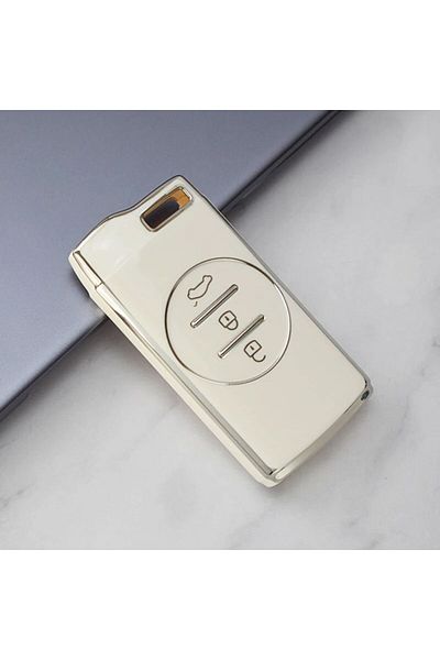 Alazpay Chery Tiggo 7 Key Case (White - Silver Color)