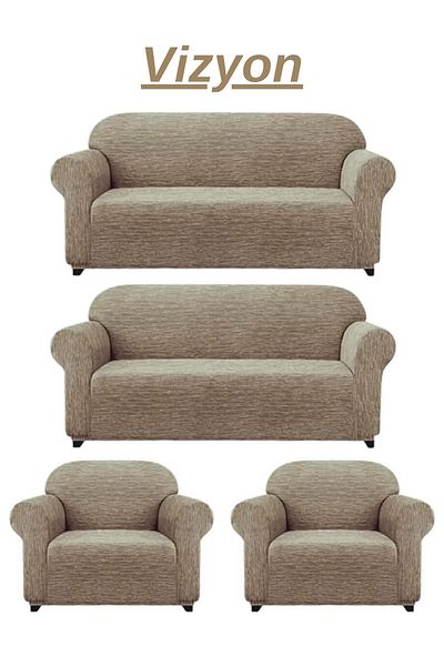 FurkanTicaret 3+3+1+1Плетено жакардово калъфче за диван. еластичен, гъвкав, може да се пере фотьойл, диван, калъф/покривало за разтегателен диван