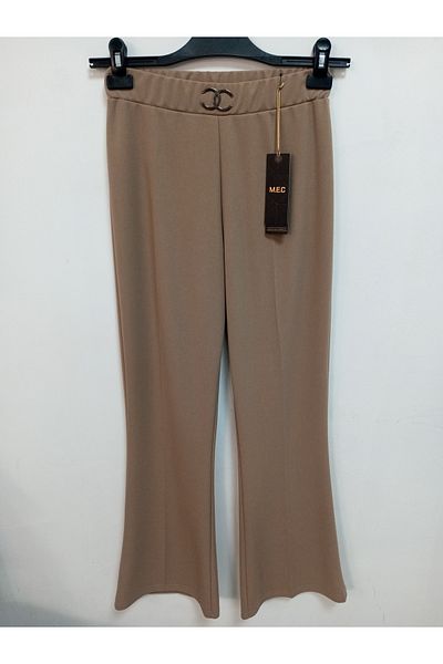 AKŞEN GİYİM BOL LYCRAL SCUBA CREPE FABRIC BUCKLE LIGHTBROWN SPANISH PANT