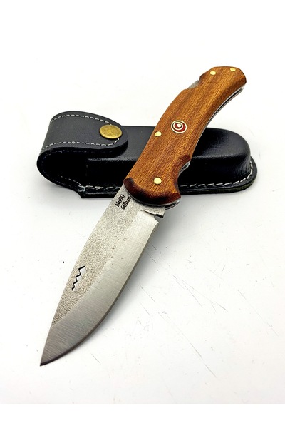 göcen El yapımı Kök Ceviz Kabzeli N690 Çelikten Kilitli Av ve Kamp Çakısı