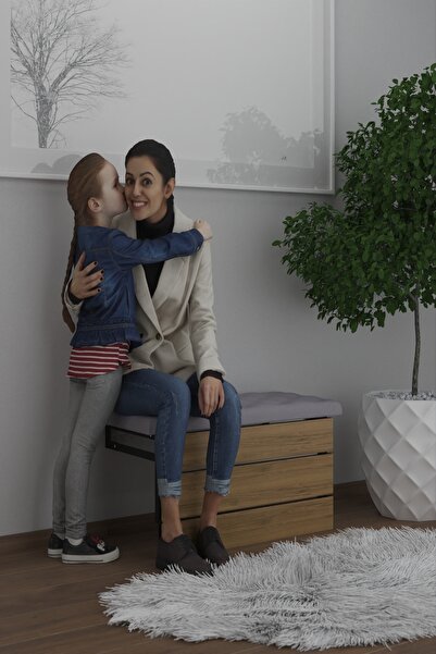 moka park avm Mimoza Çok Amaçlı Döşemeli Tabure Antre Hol Ayakkabı Önü Ceviz