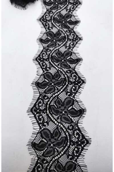 FASHİON DANTEL دانتيل ملتحي عرض 10 سم طول 3 متر دانتيل أسود متوسط