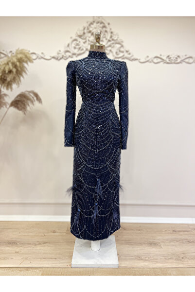 Halezademoda Tas ve Payet Detaylı Abiye Elbise