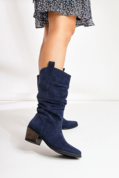 Limoya Lise-britt Синій замшевий чобіт з вишивкою Western для жінок, жіночий чобіт