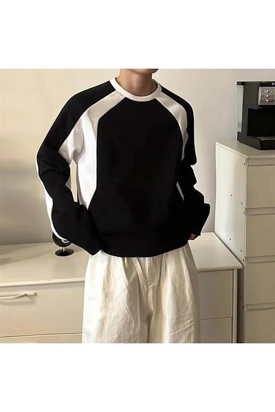 Touz Blunt Blunt Y2K Streetwear Line Λεπτομέρεια Unisex Oversize Crew Neck Μαύρο φούτερ