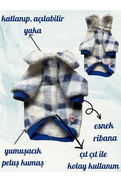 Barneystore Kedi Köpek Peluş Ceket ( Çıt çıtlı)