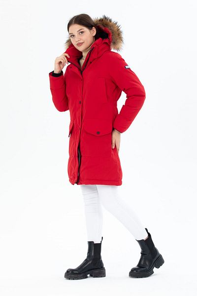 G-FOX Women's Long Detachable Fur Hooded Padded Wind Resistant Water Repellent Puffer Jacket 8645