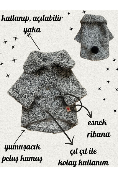 Barneystore Kedi Köpek Peluş Ceket ( Çıt çıtlı)