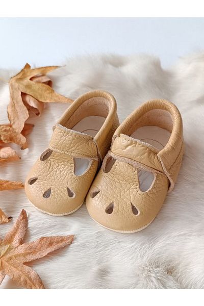 Hodore Wizy Amber Yellow Genuine Leather Baby Booties Moccasin