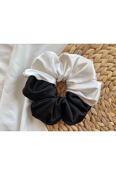 Donna Liberta Cataramă din satin, pufos de lux mărime mare, alb și negru, două culori, personalizat, bestseller, alb și negru