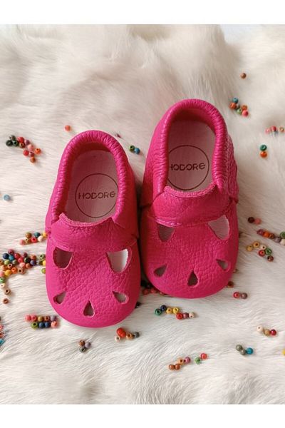 Hodore Wizy Fuchsia Genuine Leather Baby Booties Moccasin