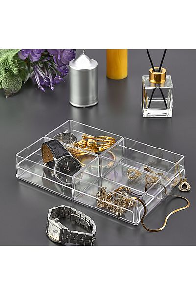 ASlife Home 4-Chamber Crystal Organizer Organizer