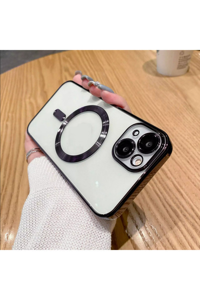 UnDePlus Apple iPhone 15 Plus Kılıf Magsafe Kamera Lensli Korumalı Şeffaf Sil...