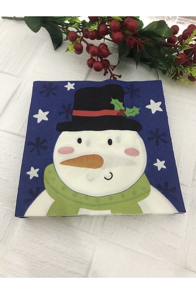 Deniz Party Store Christmas Napkin Snowman Model Paper Napkin 20 Pieces