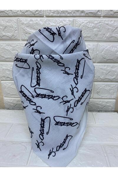 sema aksesuar Λευκό μαντήλι από βαμβακερό ύφασμα με υπογραφή Ataturk - Μπαντά...