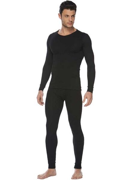 jilly jo Men's Black Thermal Underwear Lower Top Undershirt