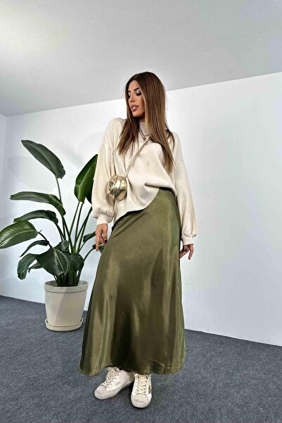 Fiori Довга атласна спідниця максі розкішної якості з еластичною талією